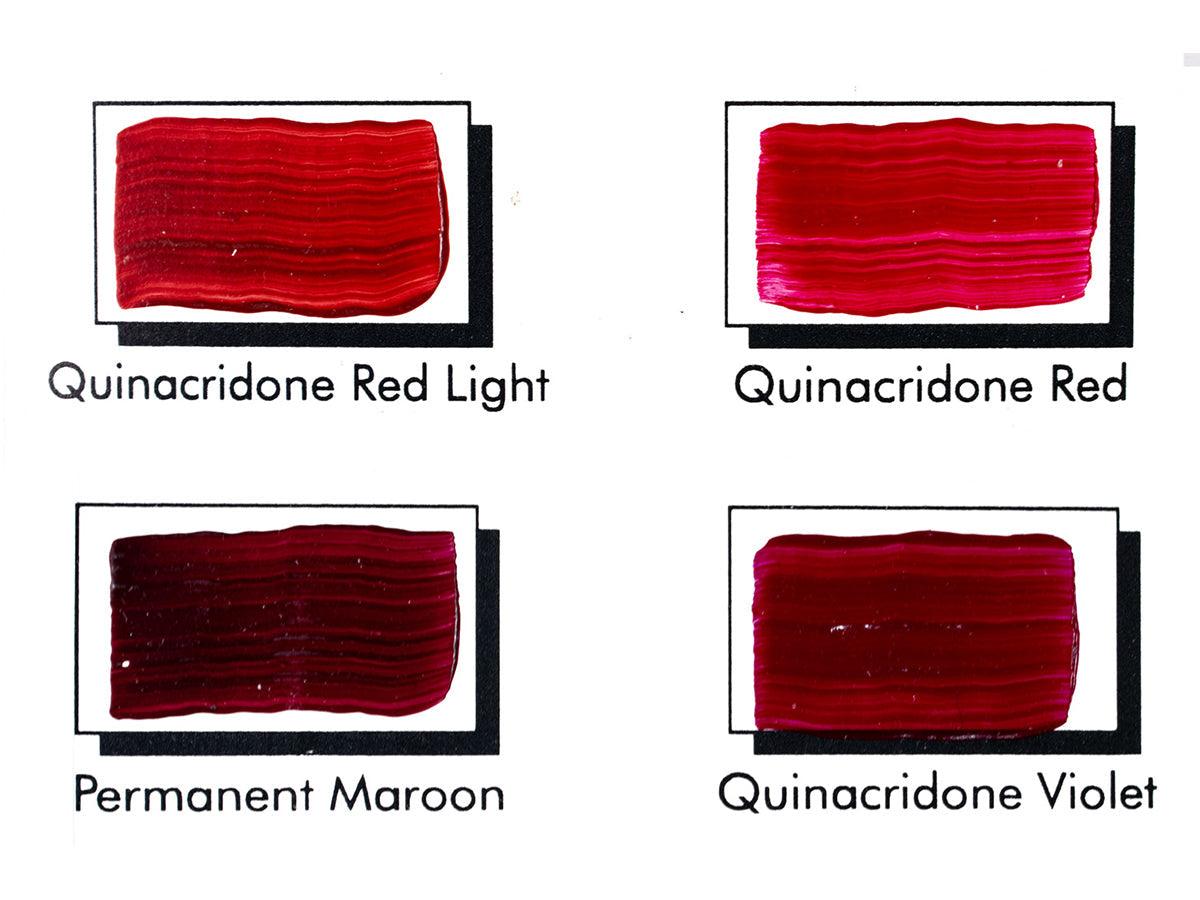 detail of quinacridone colours from Tri-Art chart from 1994.